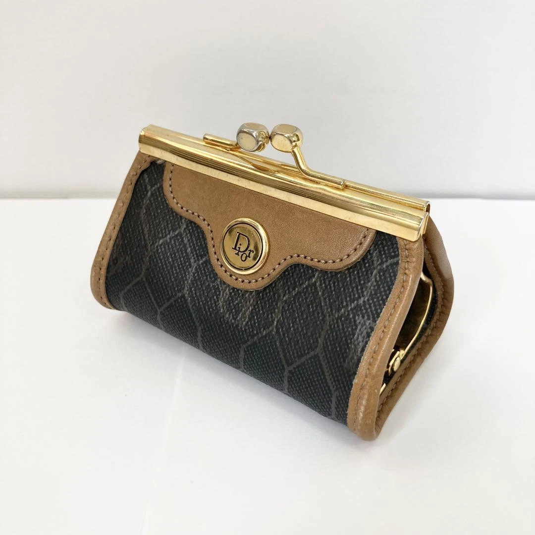 Christian Dior Honeycomb Coin Purse Brown 26