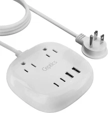 Ceptics USB Power Strip - Surge Protection - Small & Compact Travel Size