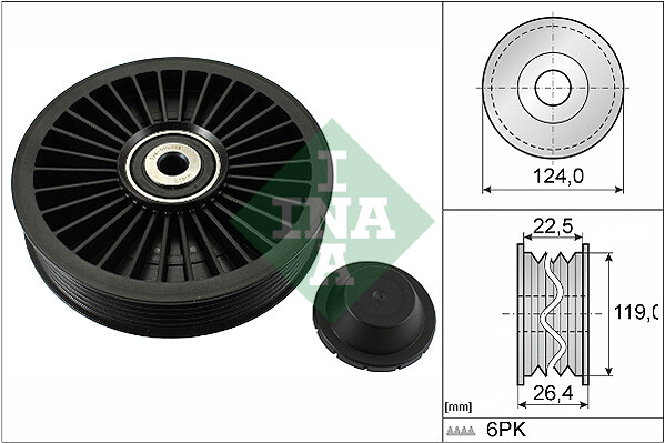 INA 532 0242 10 Umlenk-/FüHrungsrolle, Keilrippenriemen For Volvo-image
