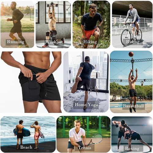Pantalones cortos de entrenamiento deportivo para hombre correr culturismo gimnasio entrenamiento fitness EE. UU. - Imagen 7 de 24