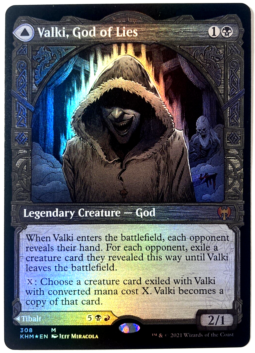 MTG Valki, God of Lies SHOWCASE FOIL Kaldheim 308 NM MTG Valki, God of Lies SHOWCASE FOIL Kaldheim 308 NM