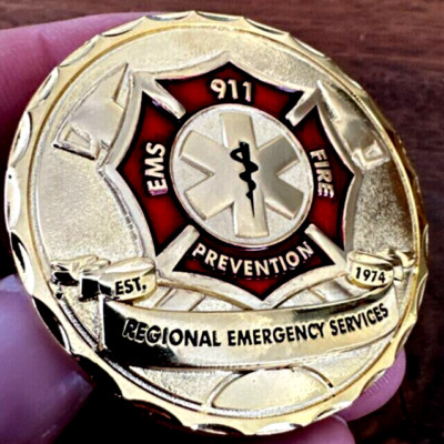 Ultra Rare Regional EMS Fire Prevent Emergency Services 2.00'' 2 Bugle Coin