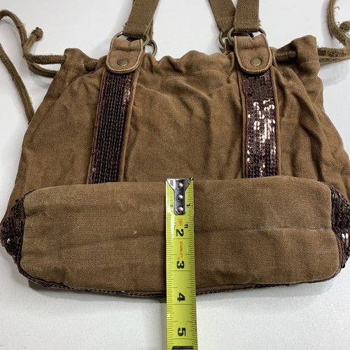 Gap Kids Original Purse Brown Canvas Drawstring Lined - Picture 6 of 8
