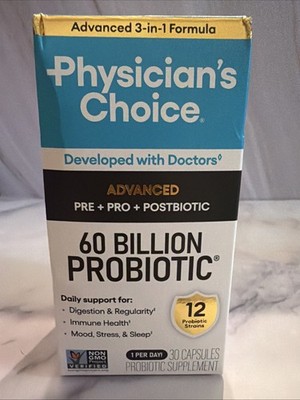 Physician's Choice ADVANCED 3-in-1 Formula 60 Billion Probiotic Prebiotics Post