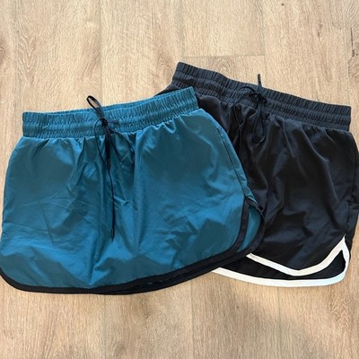 NEW Thrive Societe Athletic Skort Bundle Large Teal Black Tie Waist Activewear