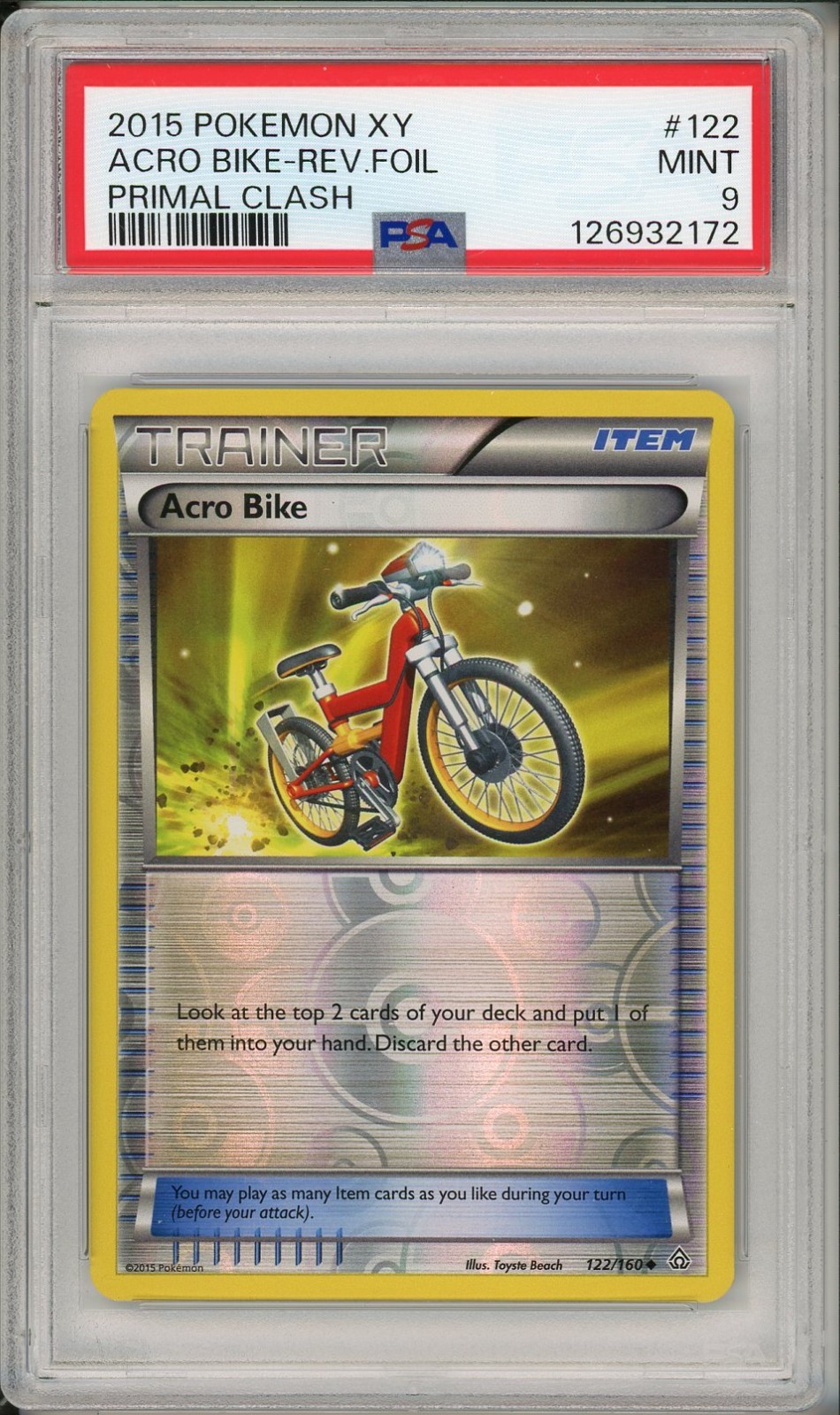 2015 Pokemon SWSH Primal Clash Acro Bike Reverse Foil #122 PSA 9