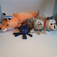 Lote de 5 Juguetes Colección Peluche Minecraft Zorro Mojang Calamar Murciélago Lobo ¡Ver descripción!
