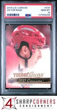 2014 UPPER DECK CANVAS #C97 VICTOR RASK RC YOUNG GUNS POP 6 PSA 10