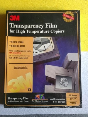 3M PP2950 Transparency Film for High Temperature Copiers 100 Sheets 8.5x11 NEW