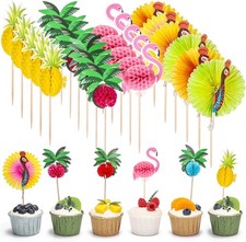 200PCS Cocktail Picks 4.7 Inch Hawaii Fruit Sticks Tropical Themed Bamboo Sticks