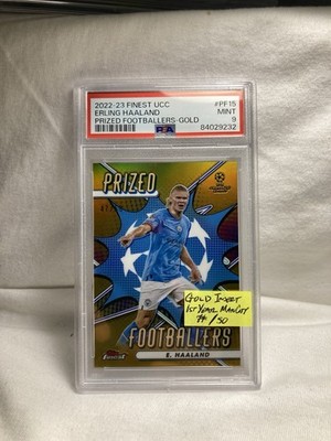 Erling Haaland 2022 Topps Finest Prized Footballers Gold/50 PSA 9 1st Year ManC