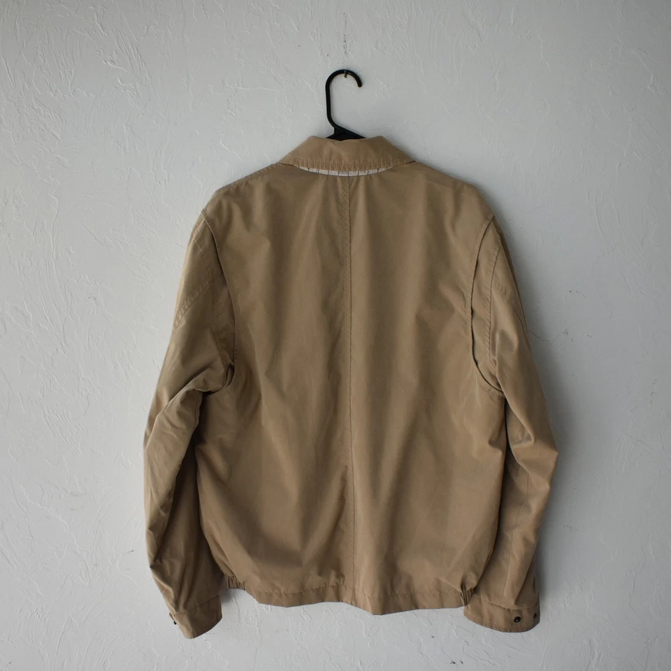 Jaqueta Harrington masculina cáqui London Fog gola com zíper completo tamanho P - Imagem 4 de 4