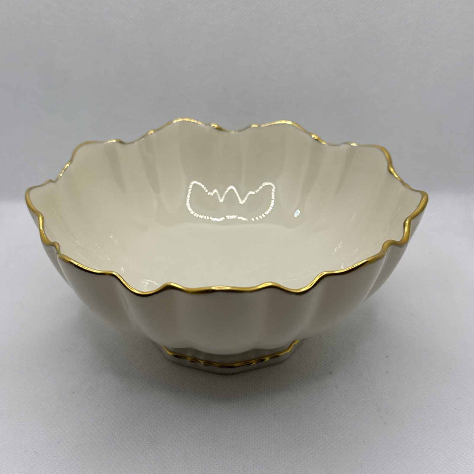 Vintage Lenox Symphony Candy Trinket Bowl Dish Scalloped Footed 24k Gold Rim 6”