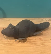 Vintage Folk Art Carved Wood Beaver Spear / Ice Fishing Decoy 8”