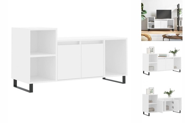 Tv-Schrank Weiß 100X35X55 Cm Spanplatte Tv-Lowboard Fernseher Unterschrank-image