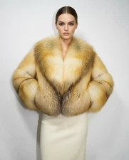 Golden Island Genuine Fox Fur Jacket Women Yellow Real Natural Genuine Fur Coat