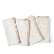 Ramanta Home Cotton Dinner Napkin Set of 4, 20x20 Inch Linen Flax Lace