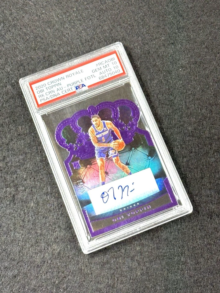 2020 Crown Royale OBI TOPPIN Rookie CRN AU-Purple FOTL #/25-AUTO 10-PSA 10-POP 1 - Image 3 of 4
