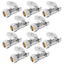 GUOFIS 1/2" Compression X 3/8" Shut-off Valve Pack 10 1/4 Turn Plumbing Fittings
