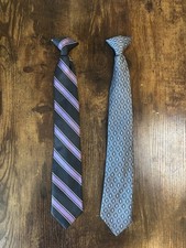 Set of Boys Clip-On Ties - Gray/Black and Black/Purple
