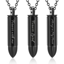 3 Pack Cremation Jewelry Bullet Urn Necklace  Cylinder Urn for Ashes