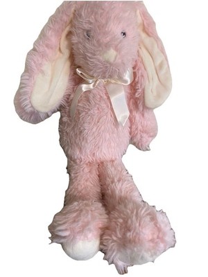 Kellytoy Pink Rabbit Plush Bunny Rattle 16  Stuffed Animal Embroidered Eyes