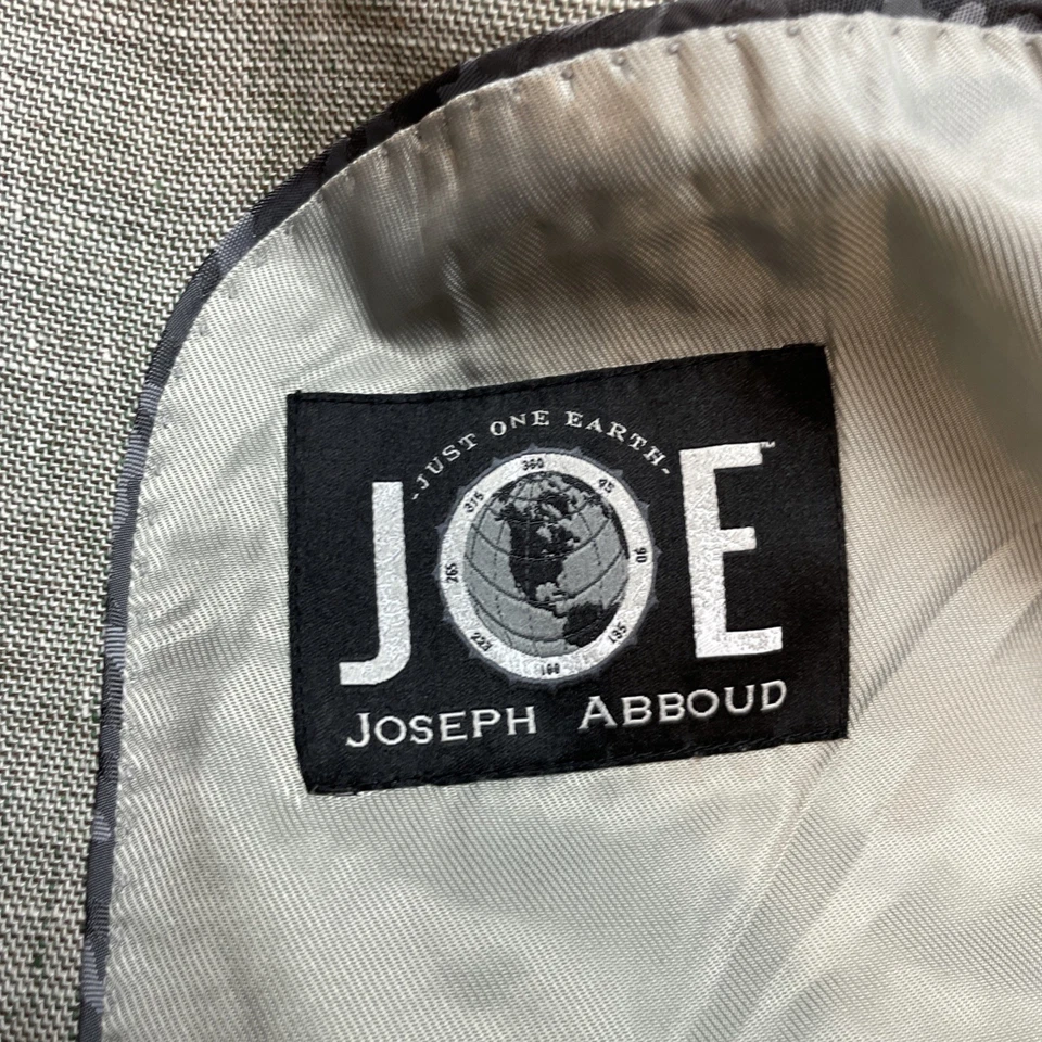 Joseph Abboud Nova Fides Suit Blazer Jacket Mens 48L Gray Linen Blend Slim Fit - Image 4 of 4