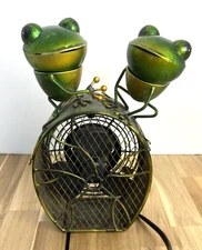 Deco Breeze Tree Frog Figurine Fan Green Metal Model DBF0168