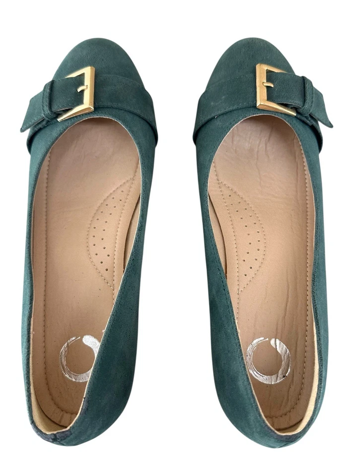 Женские туфли Journee на танкетке без шнурков зеленые искусственная кожа размер 8 - Изображение 2 из 4