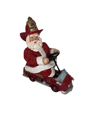 KSA Collectibles Christmas Santa Test Drive Fireman Figurine 10'' Fabriche 
