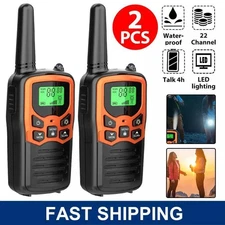 2PACK Long Range 100 mile Walkie Talkie Two Way Radio Charge Headset Waterproof