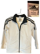 Adidas Kids Size 6 Zip Up Unisex Track Jacket White and Black