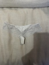Vintage Delicate White Lace Lace-Up Thong Size Small