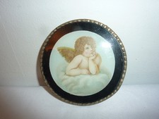 Small Antique 1901 Flue Cover Angel Cherub Victorian Wall Hanging Gold 4.5”