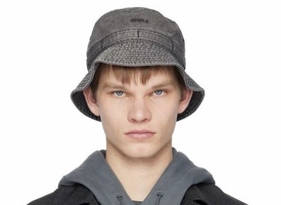 JUUN.J Black Faded Bucket Hat One Size Fits All 100% Cotton
