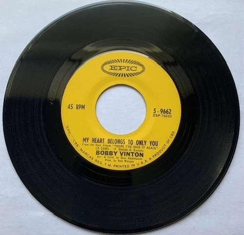 BOBBY VINTON-EPIC 5-9662-WARM AND TENDER-MY HEART BELONGS TO ONLY YOU-7" 1964 NM