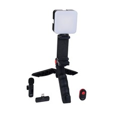 Vlogging LED Light Set, Portable, Tripod Grip, Phone Mount Wireless Remote