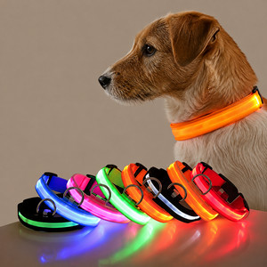 Laisse Chien LED Lumineuse Nylon Clignotante Sécurité Nuit Promenade Collier
