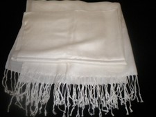 OVERSIZED WHITE PASHMINA SCARF WRAP VISCOSE  ACRYLIC BOX10