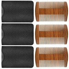 3 Pieces Beard Comb for Men Natural Sandalwood Wooden 3.94 x 2.2 Inch, Brown