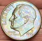 1995-D Roosevelt Dime Beautiful Lustrous Rainbow Toned Coin  #19