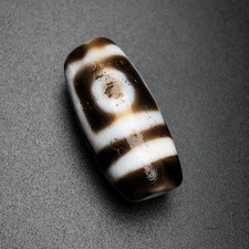 Himalayan Ancient Tibetan Dzi Bead Old Agate 2 Eyes Totem Amulet Pendant 27 13mm
