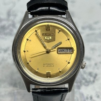 SEIKO 5 7009-3020 Automatic 21J Gold Day-Date Vintage Mens Watch Working 623