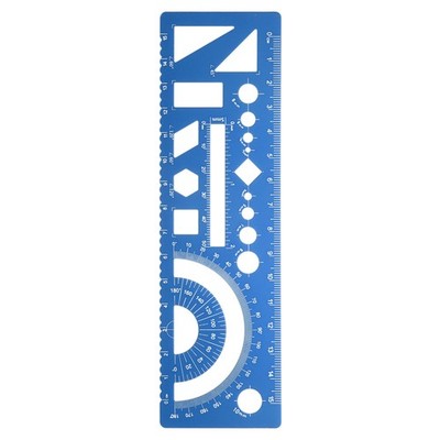 Multifunctional Geometric Ruler 15cm Metric and SAE Math Rulers Blue