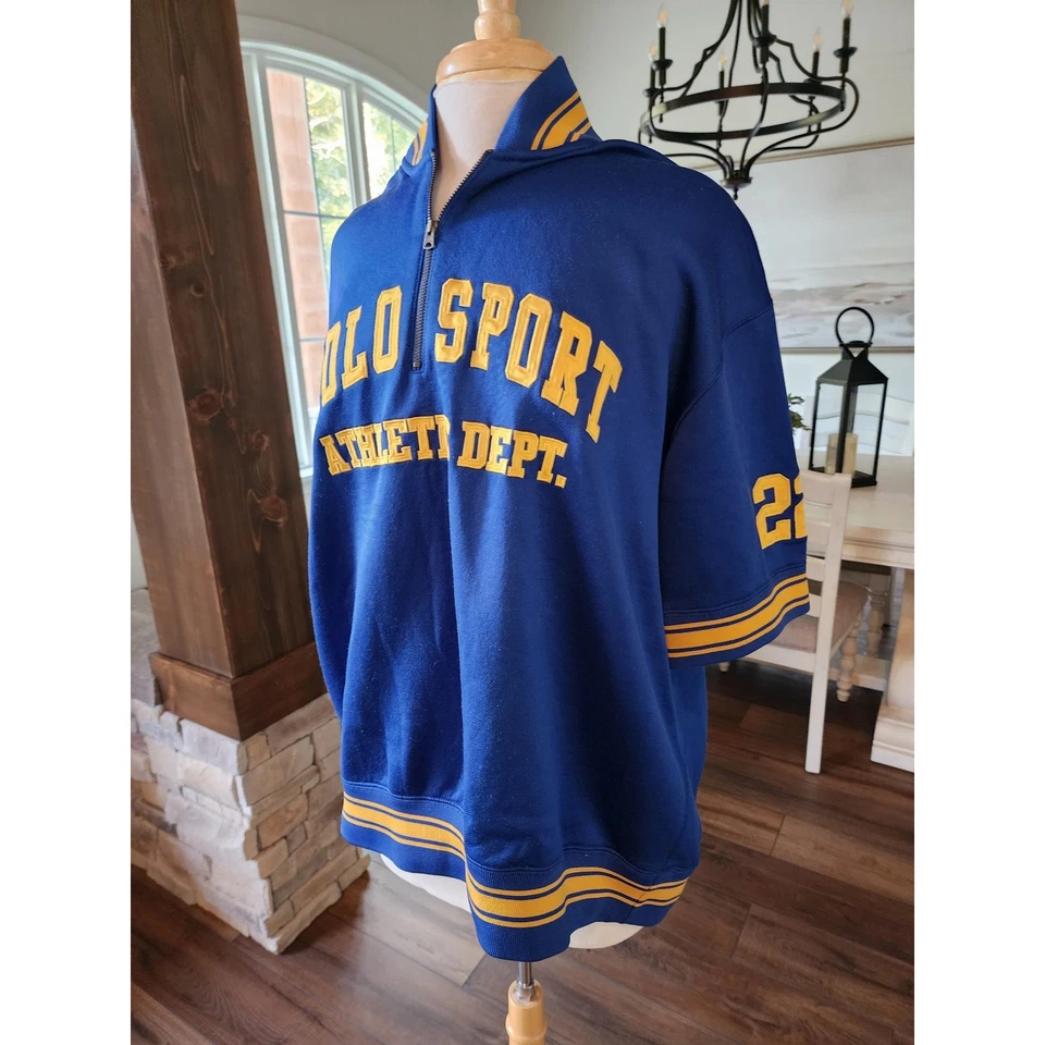 Винтажный Y2K Polo Sport четверть молнии разминка Джерси Ralph Lauren #22 RL двойной - Изображение 3 из 4