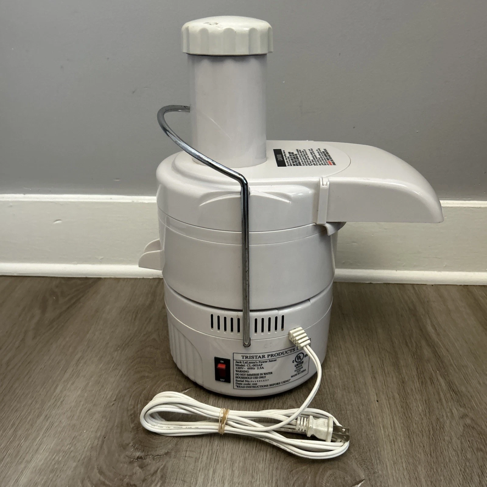 Jack LaLanne's Power Juicer Pulp Extractor Model CL-003AP White Tested Works