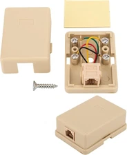Phone Jack Surface Mount Single Port Telephone Box 4 Screw Ivory 
