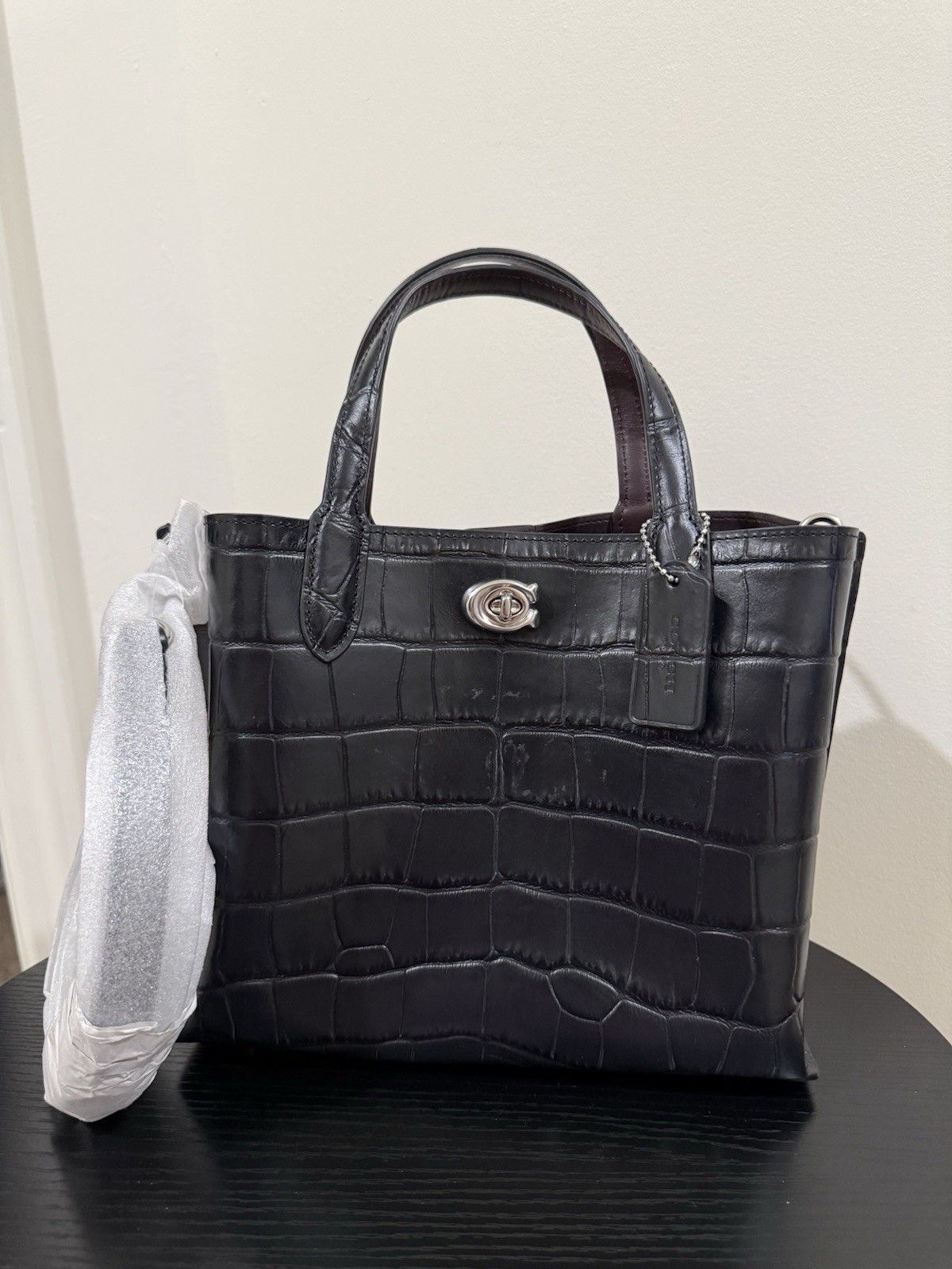 Coach willow croc embossed tote bag 24 color black