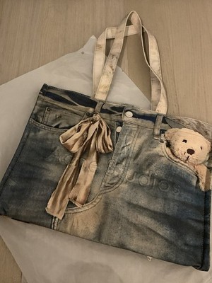 Acne Studios Denim Logo summer Tote teddy bear 
