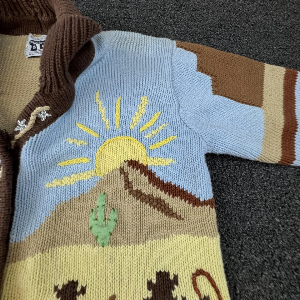 Vtg Storybook Knits Sweater Womens Medium Western Cowboy Cardigan Desert Scene - Image 2 of 4